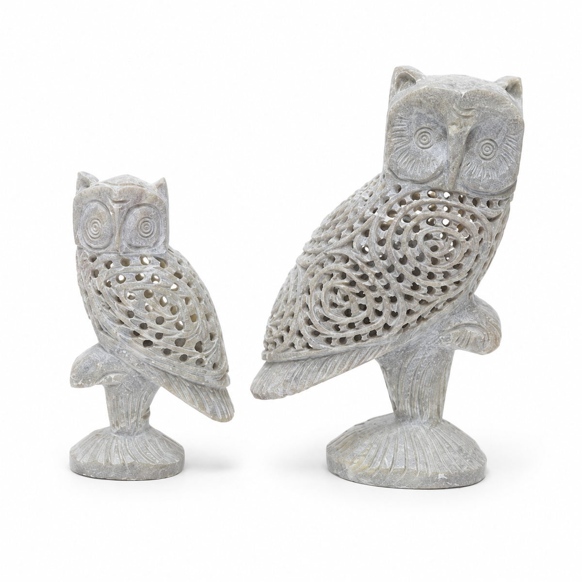 Mother & Baby Owl Soapstone Sculpture