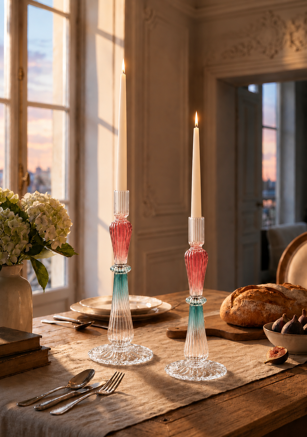 Aurora Twist Handblown Glass Candle Holder (Small)