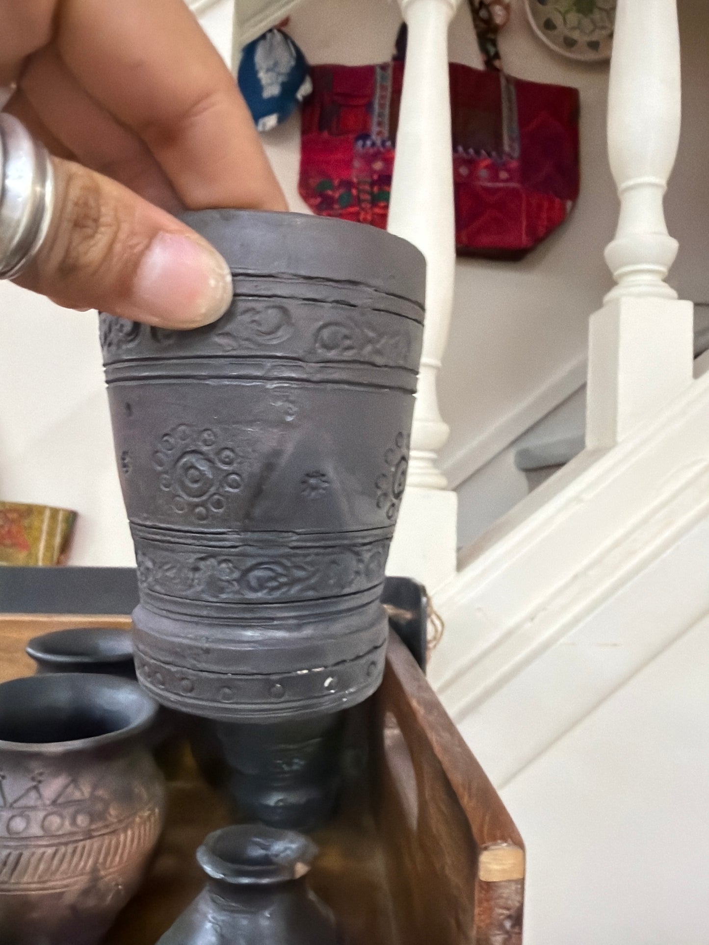 Black pottery glass