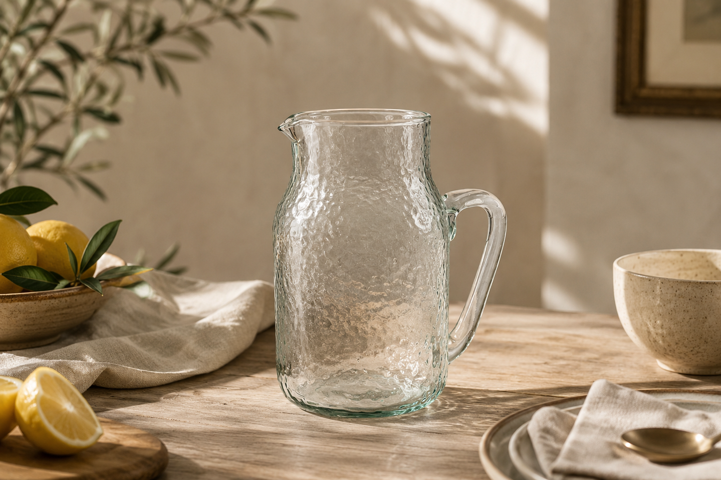 Hammered Recycled Glass Jug