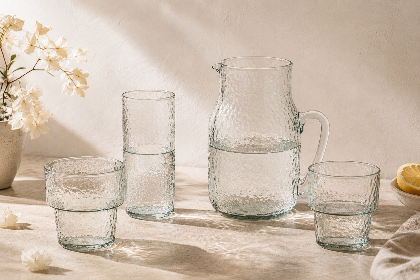 Hammered Recycled Glass Jug