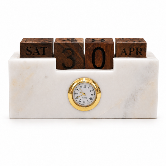 Marble Perpetual Calendar Clock