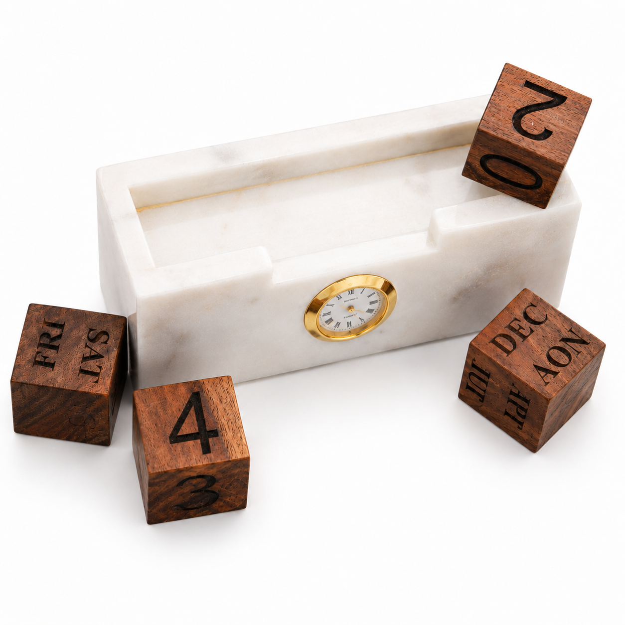 Marble Perpetual Calendar Clock