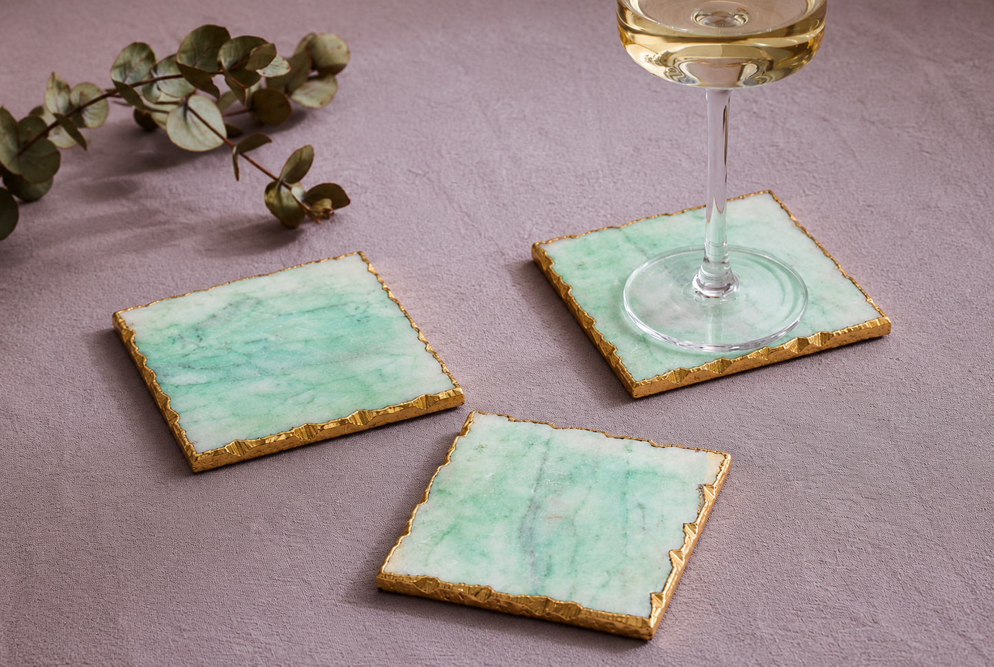 Marble Coaster with Gold Edge