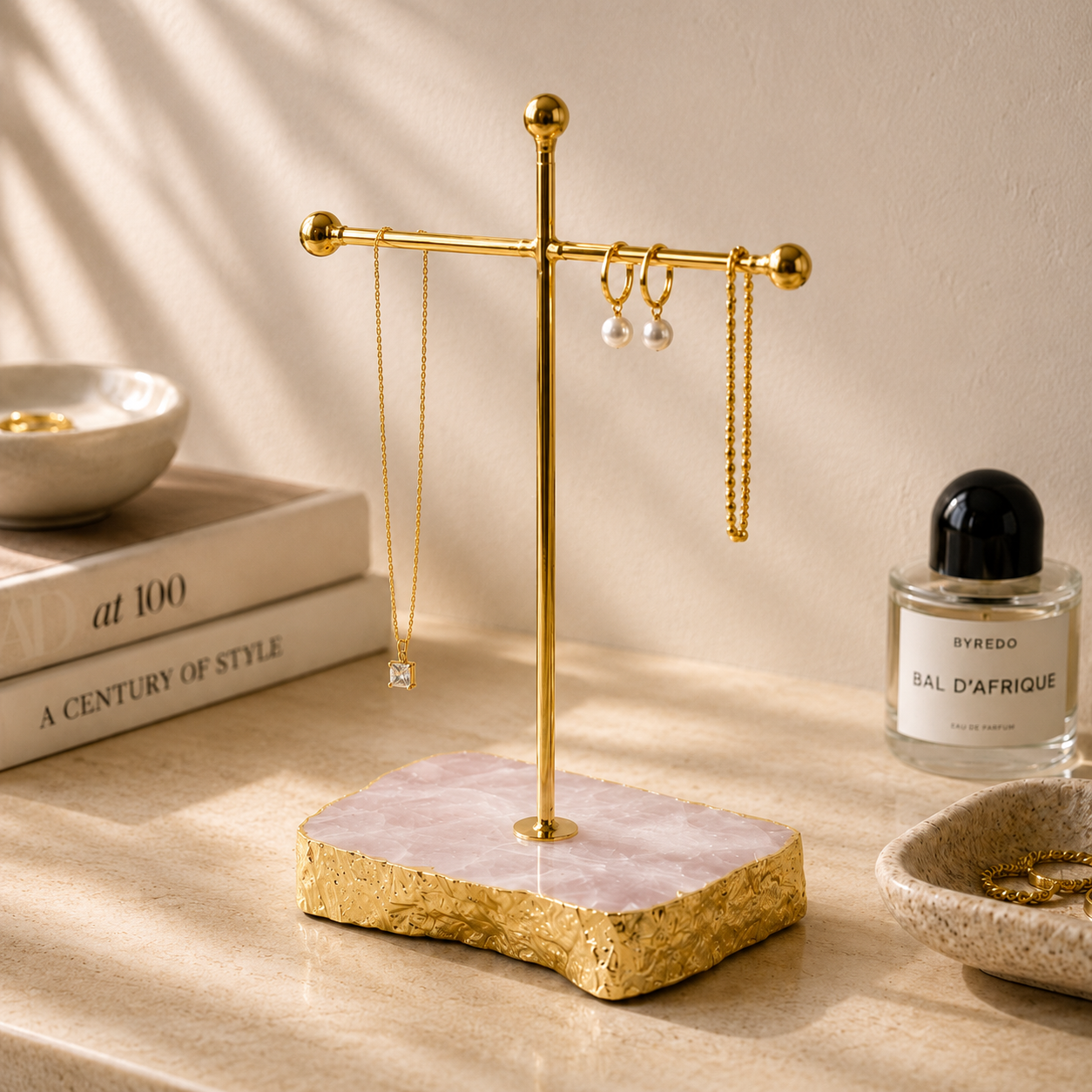 Aurora Rose Quartz Jewellery Stand